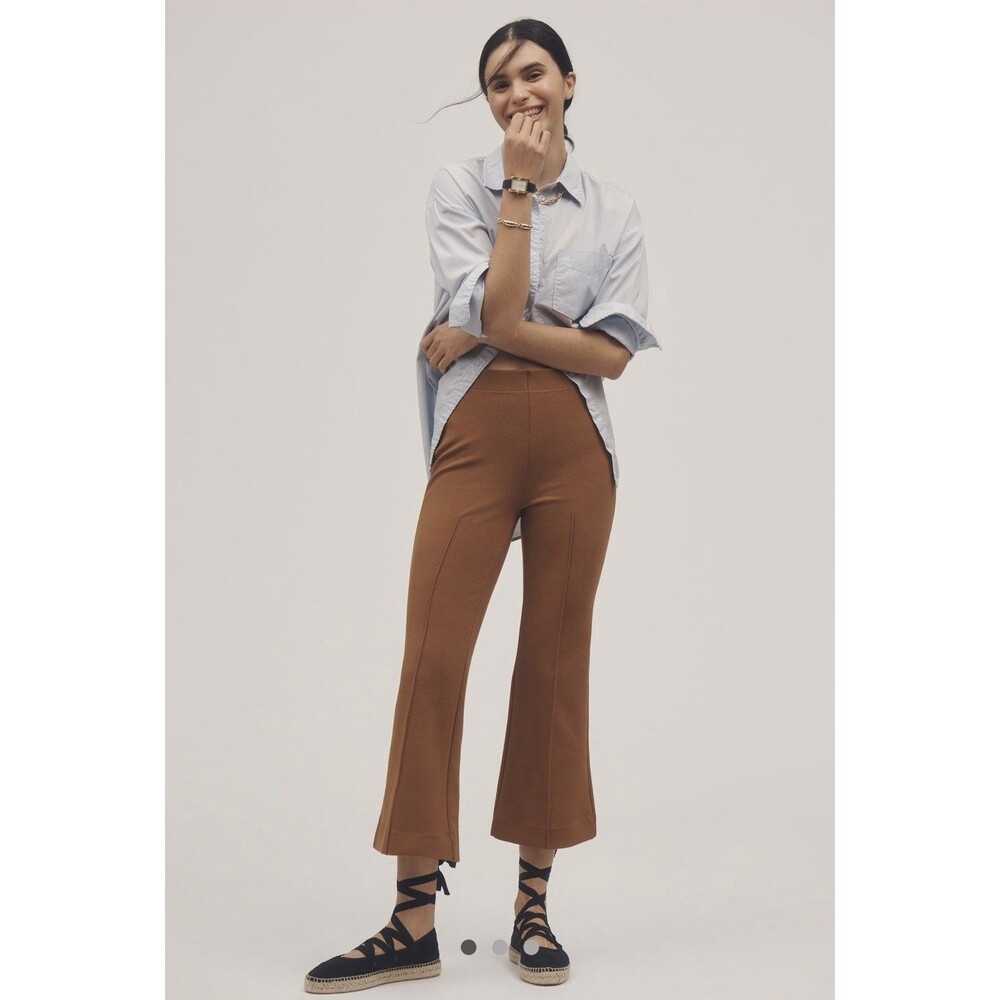 NWT Anthropologie Margot Kick Flare Cropped Pants In Natural Color Size Small - Picture 2 of 9